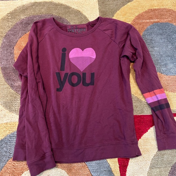 Free City Life Nature Love Maroon Crewneck Sweatshirt Top Women’s Size Medium - Picture 1 of 5